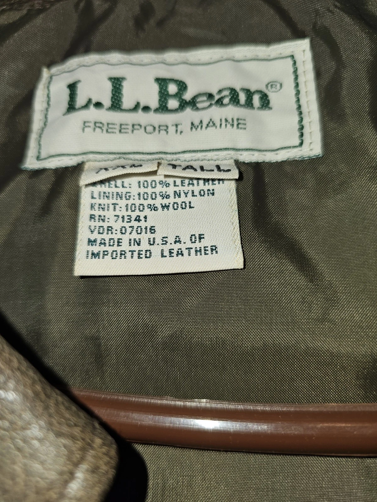 L.L.Bean Allagash Leather Bomber Jacket Brown 2XL Big & Tall Zip Front FLY TGR image 6