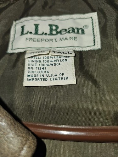 L.L.Bean Allagash Leather Bomber Jacket Brown 2XL Big & Tall Zip Front FLY TGR image 6