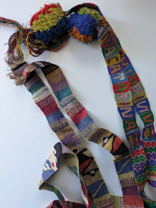 Lot Of Two Vintage Guatemalan Handwoven Hair Ribbons Cintas Lake Atitlan