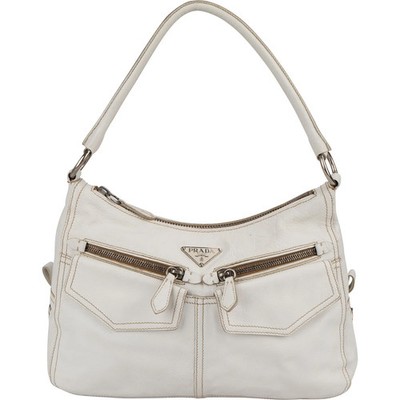 Prada Leather Double Pocket Triangle Shoulder Bag Tasche