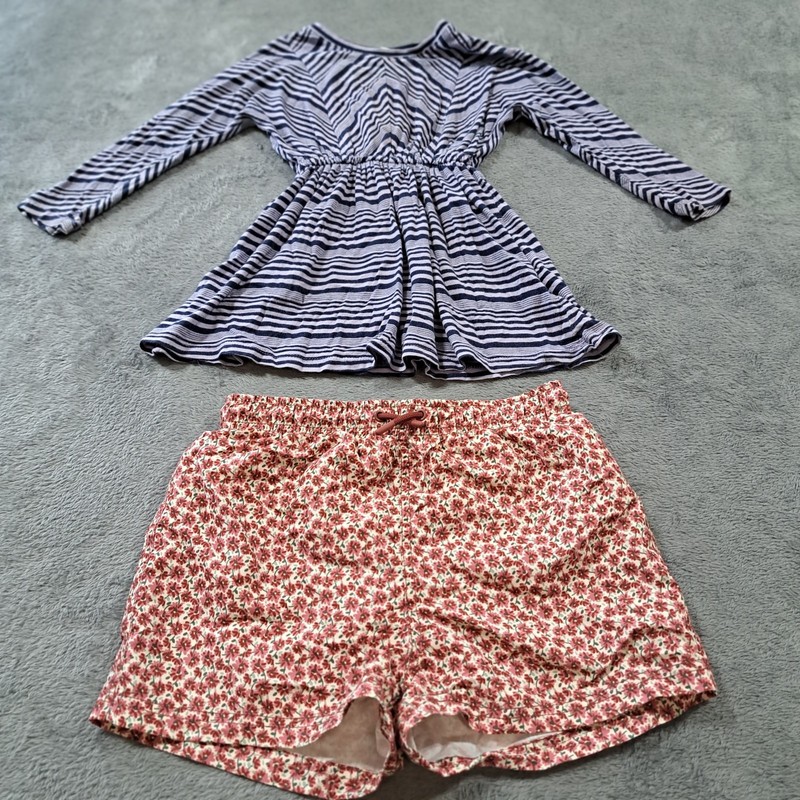 Bundle of 2 Kids Girls Clothing Blouse & Shorts Outdoor