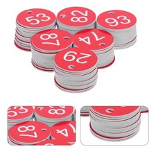 1 Set Plastic Number Tags: 1-100 Red And White Color Small Number Labels For