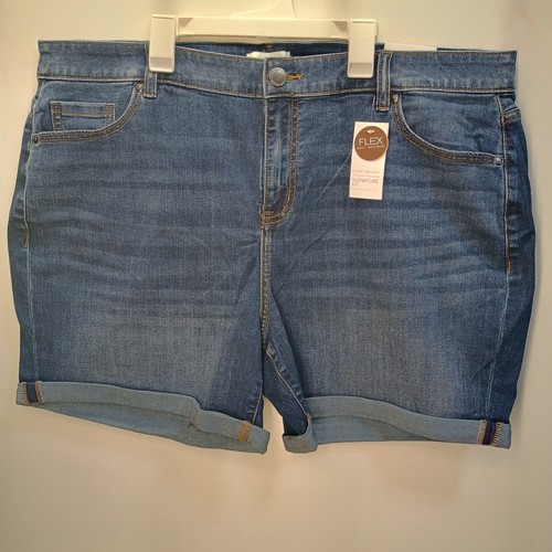 NWT LANE BRYANT Womens SZ 18 Boyfriend Midi Super-Stretch Blue Jean Denim Shorts