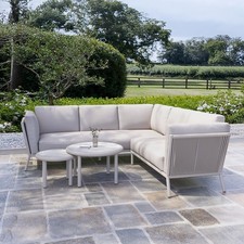 5 Seater Beige Rope Garden Corner Sofa Set with Nesting Tables FTR241