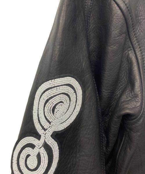 BEADED LEATHER FLIGHT JACKETbeaded patch leather … - image 5