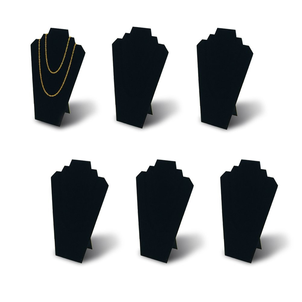 6pcs Black Velvet Necklace Easel Stand 12.5in Jewelry Display Organizer