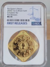 2025 Queens Beasts 1oz Gold Completer Bar NGC MS70 FIRST RELEASES