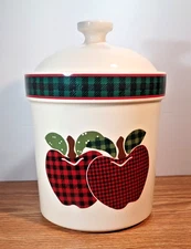 International China APPLEJACK Ceramic Kitchen Large Canister w Lid 8.5" Tall