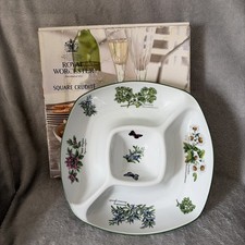 Vintage Royal Worcester Square Herbs Chip Dip Tray Crudite Sharing Party Platter