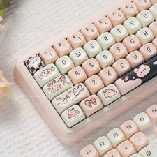 PBT Keycaps 132 Keys Dye-Sublimation Kawaii Pink MOA Profile Custom Cute Keyc...