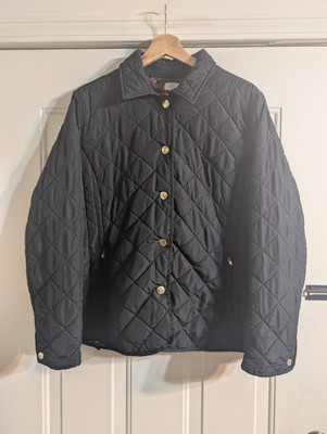 Crown & Ivy Black Lightweight Puffer Jacket w/Gold Detail Ladies Size PXL Fitted