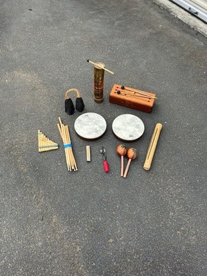 Mixed Percussion Instrument Lot with Remo Hand Drums, Tongue Drum, and Folk Inst