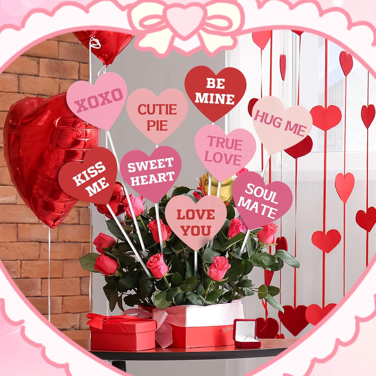 9 Pcs Valentine's Day Yard Decorations Outdoor Conversation Metal Hearts Stak... thumbnail 4