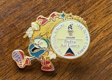 Vintage 1996 Atlanta Olympics Delta Air Lines Official Airline Izzy Mascot Pin