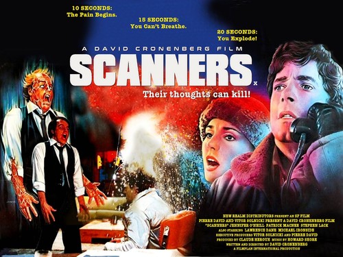 SCANNERS 1981 quad poster print 30x40" Michael Ironside David Cronenberg FREEP&P