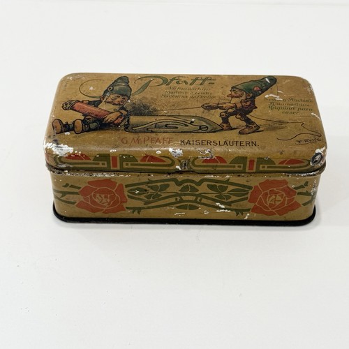 Vintage Sewing Machine "Pfaff " Tools Tin Box Germany Gnomes Elves German - Picture 2 of 8