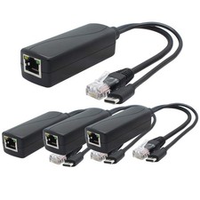 4-Pack 5V PoE Splitter, USB Type C, 48V to 5V 2.4A, 802.3af, 10/100Mbps