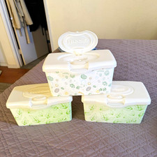 Huggies Baby Wipes Plastic Flip-Top Storage Dispenser Boxes Set of 3 White/Green