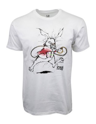 90's 'IM LATE' WHITE RABBIT GRAIL WHITE T-SHIRT
