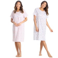 Nikaro Ladies Short Sleeve Round Neck Nightdress Button Down