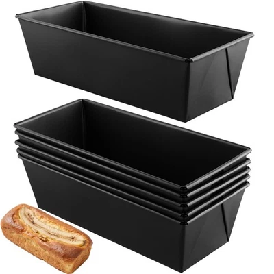 Lot de 6 petits moules à pain rectangulaires noirs en acier au carbone pour g... - Photo 1/4