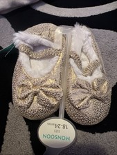 Monsoon Baby Girls Ballet Slippers.BNWT. 18/24 Months.Metallic Gold.Gorgeous