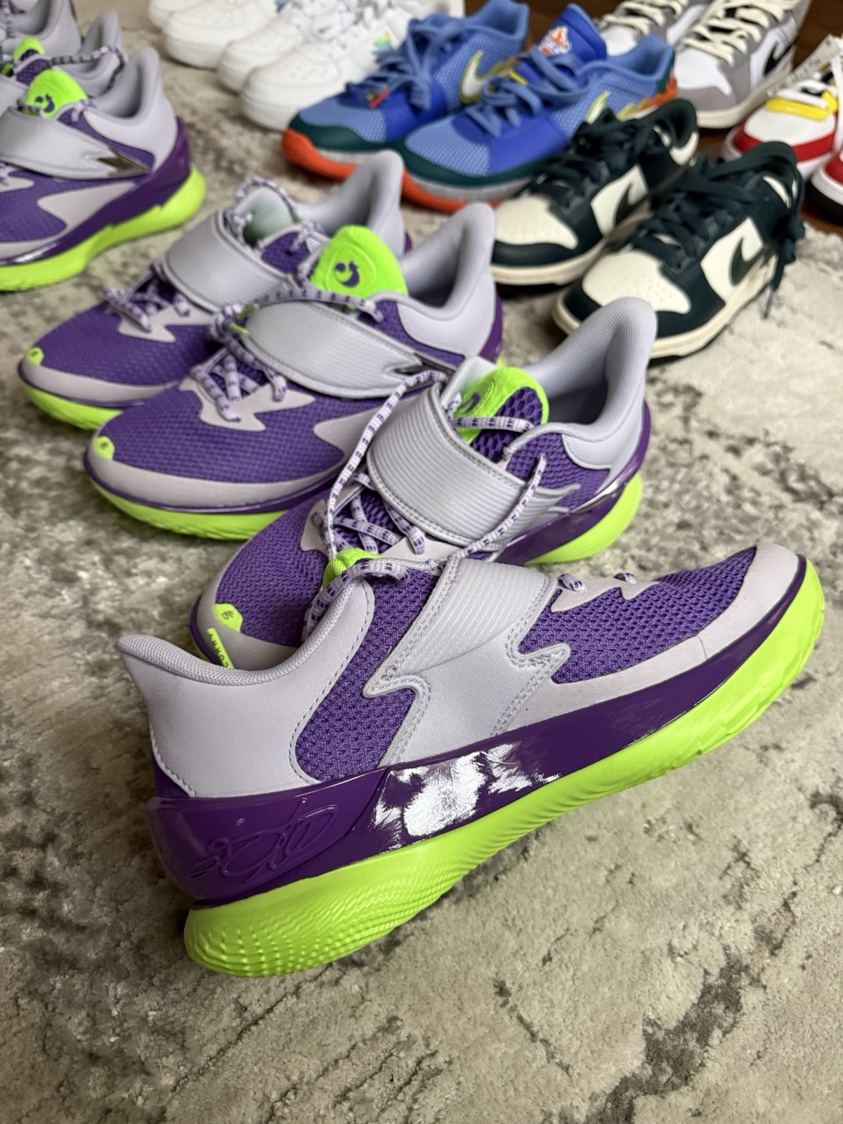 Under Armour Curry Flow Kids Basketball Shoes Purple Green White 5.5Y Mesh thumbnail 6