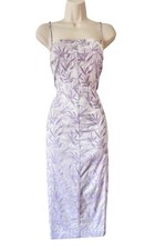 VINTAGE 90s NEXT Purple Corset Dress Size 14 Shimmery Stretch Floral Pencil Midi