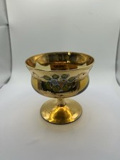 Tazza vetro sherbet giallo Tres Fuochi vintage italiana oro Murano veneziano
