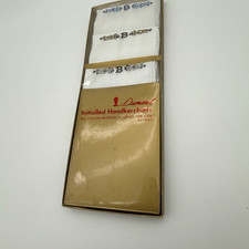 Vintage Dumont Men  s Handkerchief Set B Monogram 1950s NOS Cotton Embroidered Bo