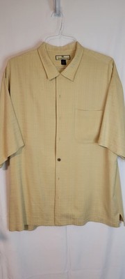 Tommy Bahama XL Silk Beige Short Sleeve Button-Up Shirt with Pocket