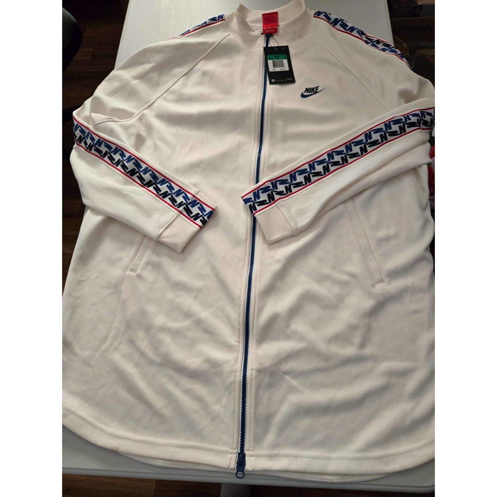 SACAI X NIKE Nike Full Zip Track Jacket Uomo XL Abbigliamento Sportivo Nastro Logo Esteso Bianco RN 56323