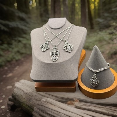 Brighton Nobility Cross Necklace and Bracelet Set with Pouch Silver Tone