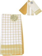 3 Pack Yellow Kitchen Towels Cotton Blend Dish Towels 17.75x25.5 Absorbent