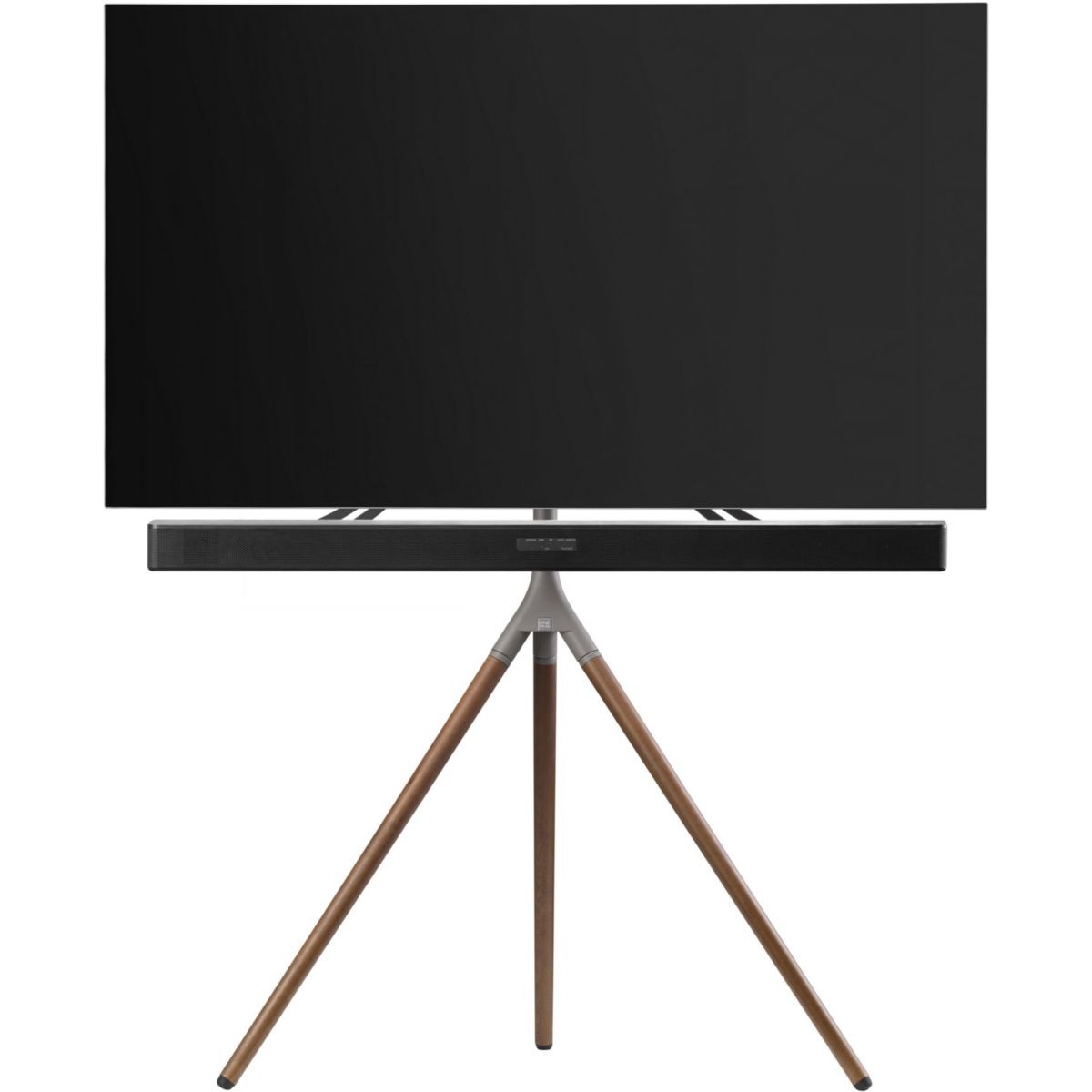 Pied TV ONE FOR ALL Tripode Noyer support de sol universel VESA en bois marron