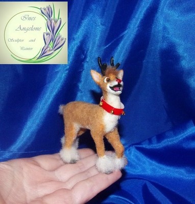Christmas Rudolph reindeer miniature MADE TO ORDER OOAK 1:12 Dollhouse handmade