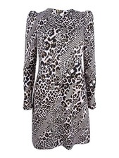 Calvin Klein Women's Printed Puff-Sleeve Scuba Dress