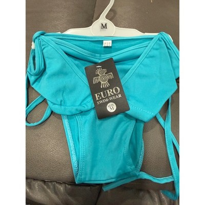 Euro Swimwear Turquoise Side Tie Bikini set  Womens Size Medium NWT Teal