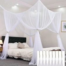 Mosquito Net Bed Canopy for Girls,King Canopy Bed Curtains Queen Size from Ce...