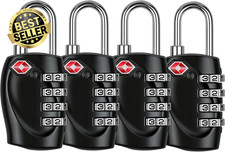 4 Digit Combination Padlock - TSA Accepted Travel Luggage Locks with Alloy Body 