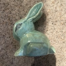 Sylvac Genuine Small Snub Nosed Bunny Green. 11cm High