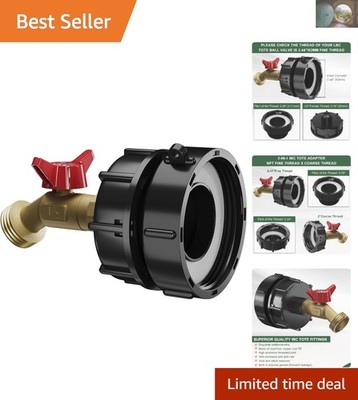 Lead-Free Brass IBC Tote Fitting with 2.44'' Fine Thread and Leak-Proof Design