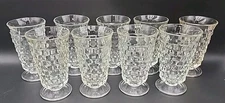 8-Indiana Whitehall Colony Cubist Footed Ice  Tea Water Clear Glasses 6"
