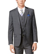 Ben Sherman Mens Windowpane Two Button Blazer Jacket, Grey, 40 Regular