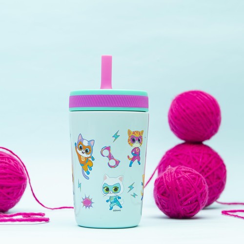 	Zak Designs SuperKitties Kelso tazza per bambini 12 oz acciaio inossidabile a prova di perdite	 - Foto 2 di 9