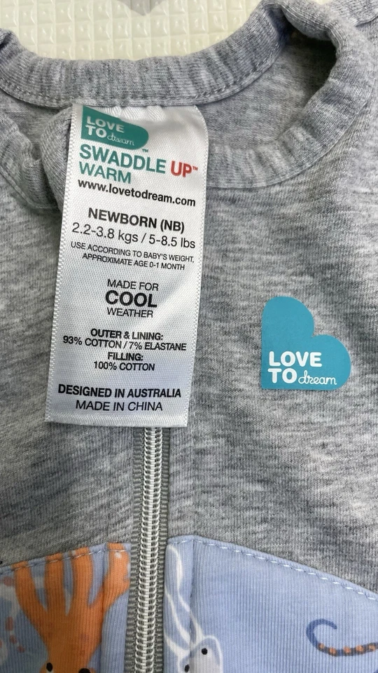 Love To Dream Swaddle Up Warm Kraken Chambray Blue Newborn 2.2-2.8kg 2.5Tog - Image 3 of 4