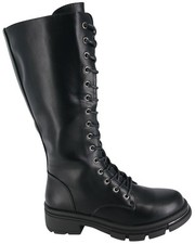 BOXERBOOTS ZUM SCHNÜREN, ÖKO-LEDERSCHUHE, SCHWARZE JUGENDLICHE KAMPFSTIEFEL