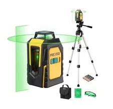 PREXISO 360° Laser Level w/ Tripod, 100Ft Self Leveling Cross Green Line Laser
