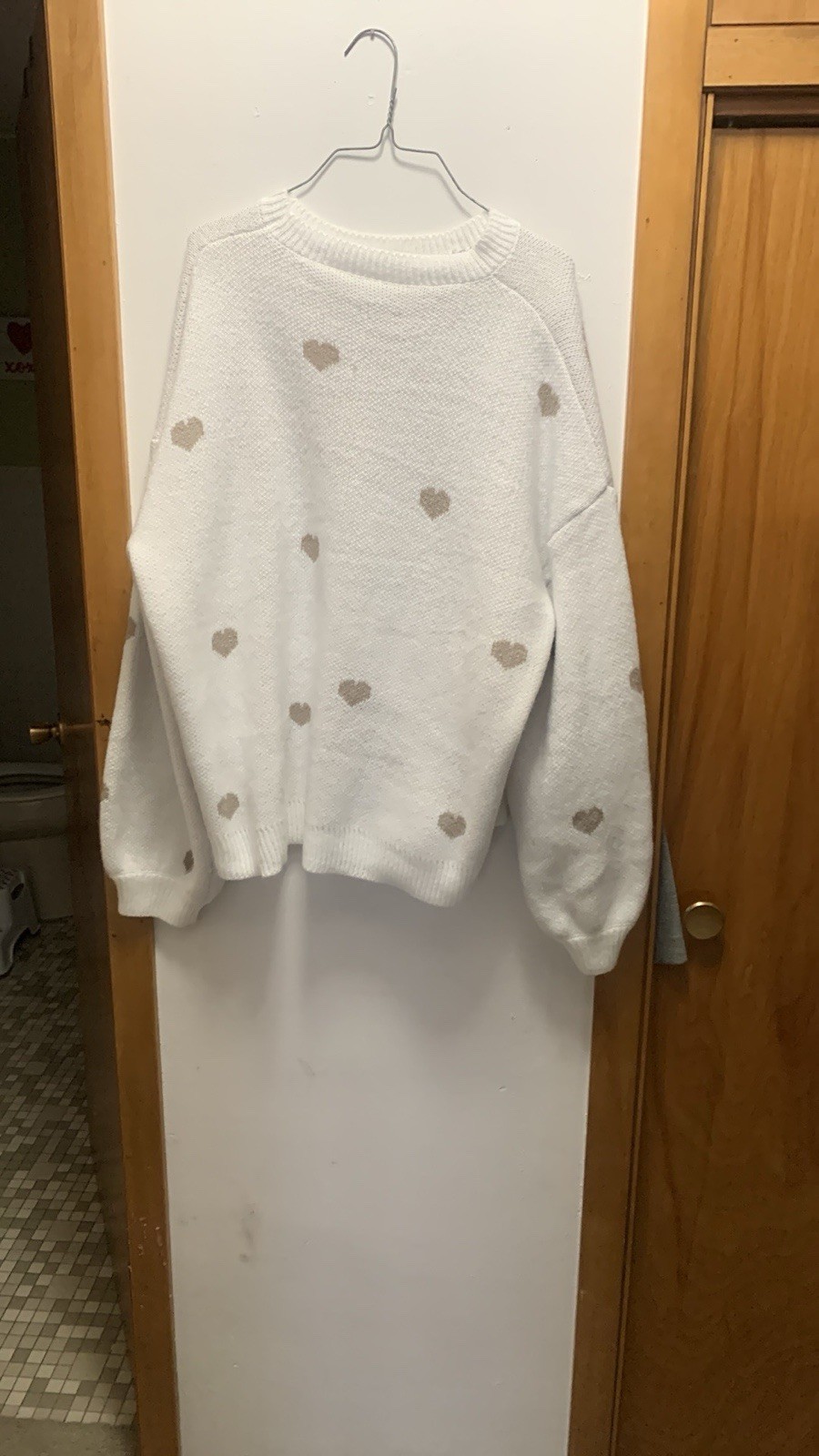 Cozy Heart Pattern Pullover Round Neck Women Swea… - image 1