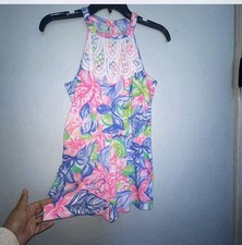 Lilly Pulitzer Mini Pearl Romper Size XL 12-14Toddler Havana Cocktail